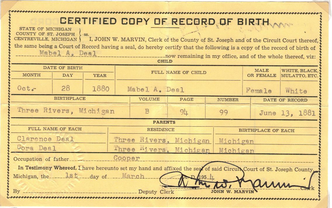 birth certificate michigan